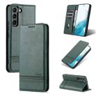 For Samsung Galaxy S22+ AZNS Magnetic Calf Texture Horizontal Flip Leather Phone Case(Dark Green) - 1