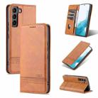 For Samsung Galaxy S22+ AZNS Magnetic Calf Texture Horizontal Flip Leather Phone Case(Light Brown) - 1