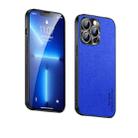 Suede Leather Phone Case For iPhone 13 Pro Max(Blue) - 1