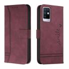 For Infinix Note 10 Retro Skin Feel TPU + PU Leather Phone Case(Wine Red) - 1