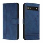 For Google Pixel 6a Retro Skin Feel TPU + PU Leather Phone Case(Blue) - 1