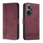 For Honor 50 Retro Skin Feel TPU + PU Leather Phone Case(Wine Red) - 1