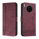 For Honor 50 Lite Retro Skin Feel TPU + PU Leather Phone Case(Wine Red) - 1