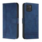 For Samsung Galaxy A03 166mm Retro Skin Feel TPU + PU Leather Phone Case(Blue) - 1