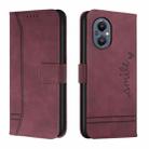 For OnePlus Nord 20 5G Retro Skin Feel TPU + PU Leather Phone Case(Wine Red) - 1