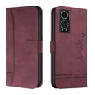 For ZTE Axon 30 Retro Skin Feel TPU + PU Leather Phone Case(Wine Red) - 1