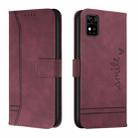 For ZTE Blade A31 Retro Skin Feel TPU + PU Leather Phone Case(Wine Red) - 1