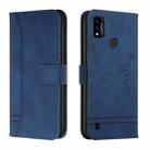 For ZTE Blade A51 Retro Skin Feel TPU + PU Leather Phone Case(Blue) - 1