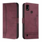 For ZTE Blade A51 Retro Skin Feel TPU + PU Leather Phone Case(Wine Red) - 1