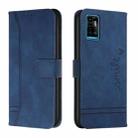 For ZTE Blade A71 Retro Skin Feel TPU + PU Leather Phone Case(Blue) - 1