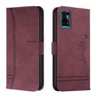 For ZTE Blade A71 Retro Skin Feel TPU + PU Leather Phone Case(Wine Red) - 1