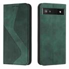 For Google Pixel 6a Skin Feel Magnetic S-type Leather Phone Case(Green) - 1