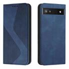 For Google Pixel 6a Skin Feel Magnetic S-type Leather Phone Case(Blue) - 1