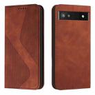 For Google Pixel 6a Skin Feel Magnetic S-type Leather Phone Case(Brown) - 1