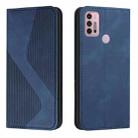 For Motorola Moto G Power 2022 Skin Feel Magnetic S-type Leather Phone Case(Blue) - 1