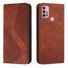 For Motorola Moto G Power 2022 Skin Feel Magnetic S-type Leather Phone Case(Brown) - 1