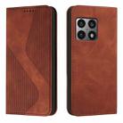 For OnePlus 10 Pro Skin Feel Magnetic S-type Leather Phone Case(Brown) - 1