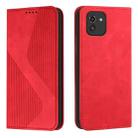 For Samsung Galaxy A03 166mm Skin Feel Magnetic S-type Leather Phone Case(Red) - 1