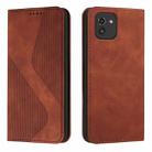For Samsung Galaxy A03 166mm Skin Feel Magnetic S-type Leather Phone Case(Brown) - 1