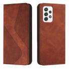 For Samsung Galaxy A33 5G Skin Feel Magnetic S-type Leather Phone Case(Brown) - 1