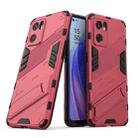 For OPPO Reno7 SE 5G Punk Armor 2 in 1 PC + TPU Shockproof Phone Case with Invisible Holder(Light Red) - 1