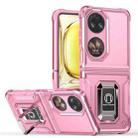 For Huawei P50 Pocket Ring Holder Non-slip Armor Phone Case(Pink) - 1