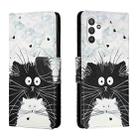 For Samsung Galaxy A13 4G Colored Drawing Leather Phone Case(Black White Cat) - 1