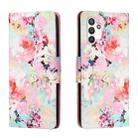 For Samsung Galaxy A13 4G Colored Drawing Leather Phone Case(Watercolor Flowers) - 1