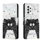 For Samsung Galaxy A33 5G Colored Drawing Leather Phone Case(Black White Cat) - 1