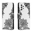 For Samsung Galaxy A33 5G Colored Drawing Leather Phone Case(Black Flower) - 1