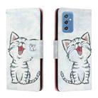 For Samsung Galaxy M52 5G Colored Drawing Leather Phone Case(Red Mouth Cat) - 1