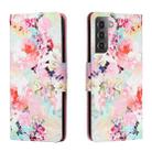 For Samsung Galaxy S22 5G Colored Drawing Leather Phone Case(Watercolor Flowers) - 1