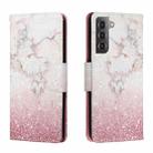 For Samsung Galaxy S22 5G Colored Drawing Leather Phone Case(Pink Marble) - 1