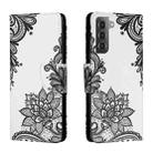 For Samsung Galaxy S22 5G Colored Drawing Leather Phone Case(Black Flower) - 1
