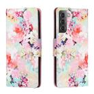 For Samsung Galaxy S22+ 5G Colored Drawing Leather Phone Case(Watercolor Flowers) - 1