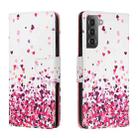 For Samsung Galaxy S22+ 5G Colored Drawing Leather Phone Case(Pink Heart) - 1