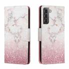 For Samsung Galaxy S22+ 5G Colored Drawing Leather Phone Case(Pink Marble) - 1