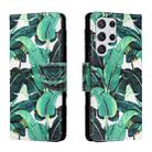 For Samsung Galaxy S22 Ultra 5G Colored Drawing Leather Phone Case(Banana Leaf) - 1