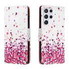 For Samsung Galaxy S22 Ultra 5G Colored Drawing Leather Phone Case(Pink Heart) - 1