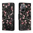 For Xiaomi Redmi Note 11 5G Colored Drawing Leather Phone Case(Black Background Safflower) - 1