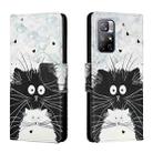 For Xiaomi Redmi Note 11 5G Colored Drawing Leather Phone Case(Black White Cat) - 1