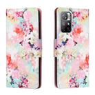 For Xiaomi Redmi Note 11 5G Colored Drawing Leather Phone Case(Watercolor Flowers) - 1