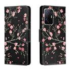 For Xiaomi Mi 11T Colored Drawing Leather Phone Case(Black Background Safflower) - 1