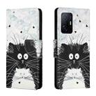 For Xiaomi Mi 11T Colored Drawing Leather Phone Case(Black White Cat) - 1