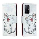 For Xiaomi Mi 11T Colored Drawing Leather Phone Case(Red Mouth Cat) - 1