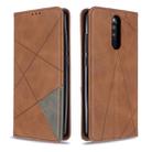 For Xiaomi Redmi 8 Rhombus Texture Horizontal Flip Magnetic Leather Case with Holder & Card Slots(Brown) - 1