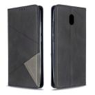 For Xiaomi Redmi 8A Rhombus Texture Horizontal Flip Magnetic Leather Case with Holder & Card Slots(Black) - 1