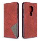 For Nokia 6.2 / 7.2 Rhombus Texture Horizontal Flip Magnetic Leather Case with Holder & Card Slots(Red) - 1
