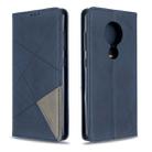 For Nokia 6.2 / 7.2 Rhombus Texture Horizontal Flip Magnetic Leather Case with Holder & Card Slots(Blue) - 1