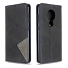 For Nokia 6.2 / 7.2 Rhombus Texture Horizontal Flip Magnetic Leather Case with Holder & Card Slots(Black) - 1